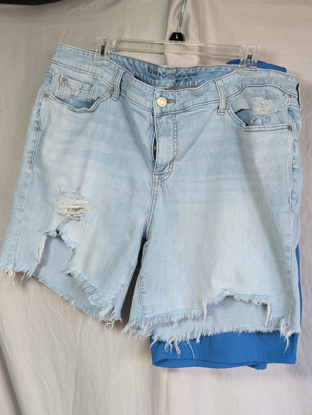 torrid Light Wash Distressed Denim Jean Shorts With Blue Elastane Shorts